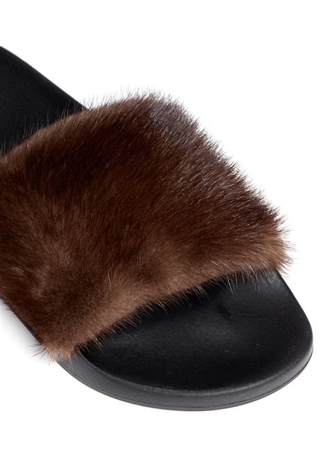 givenchy brown mink slides|givenchy slides size 35.